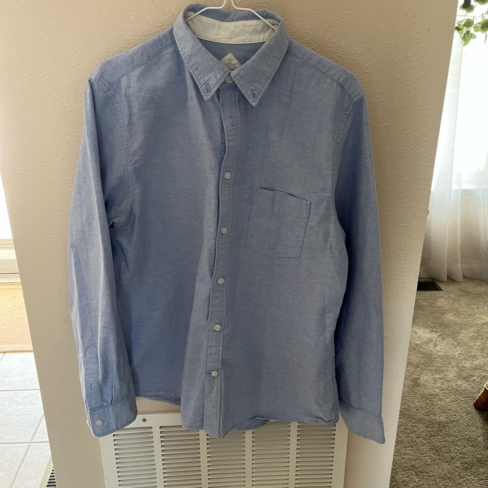 Merona Blue Casual Button Down Shirt Lightweight Cotton
